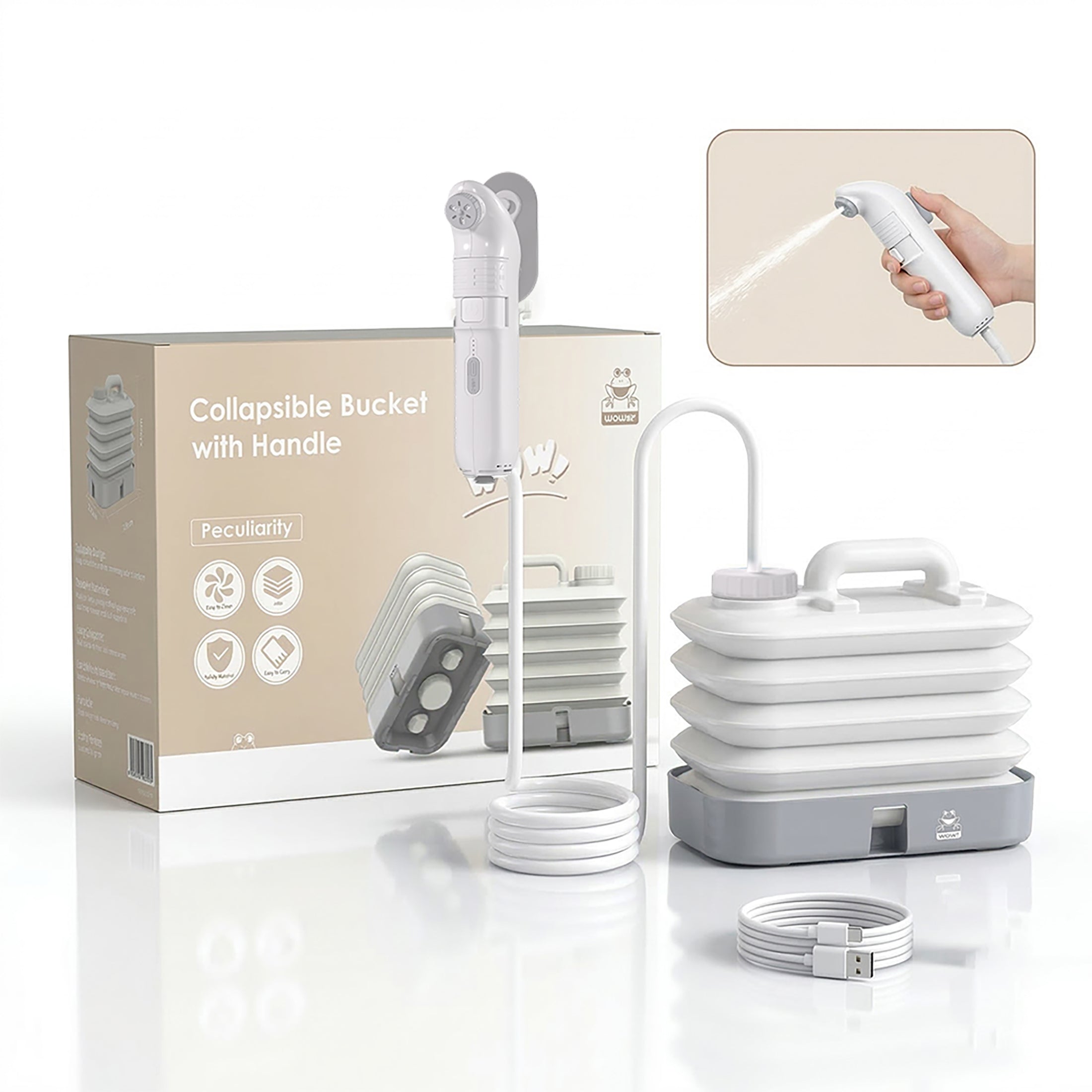 Portable Electric Bidet Included 10L Water Bucket 4 Sprayer Modes Personal Shattaf Built-in 1600mAh Rechargeable Battery JP