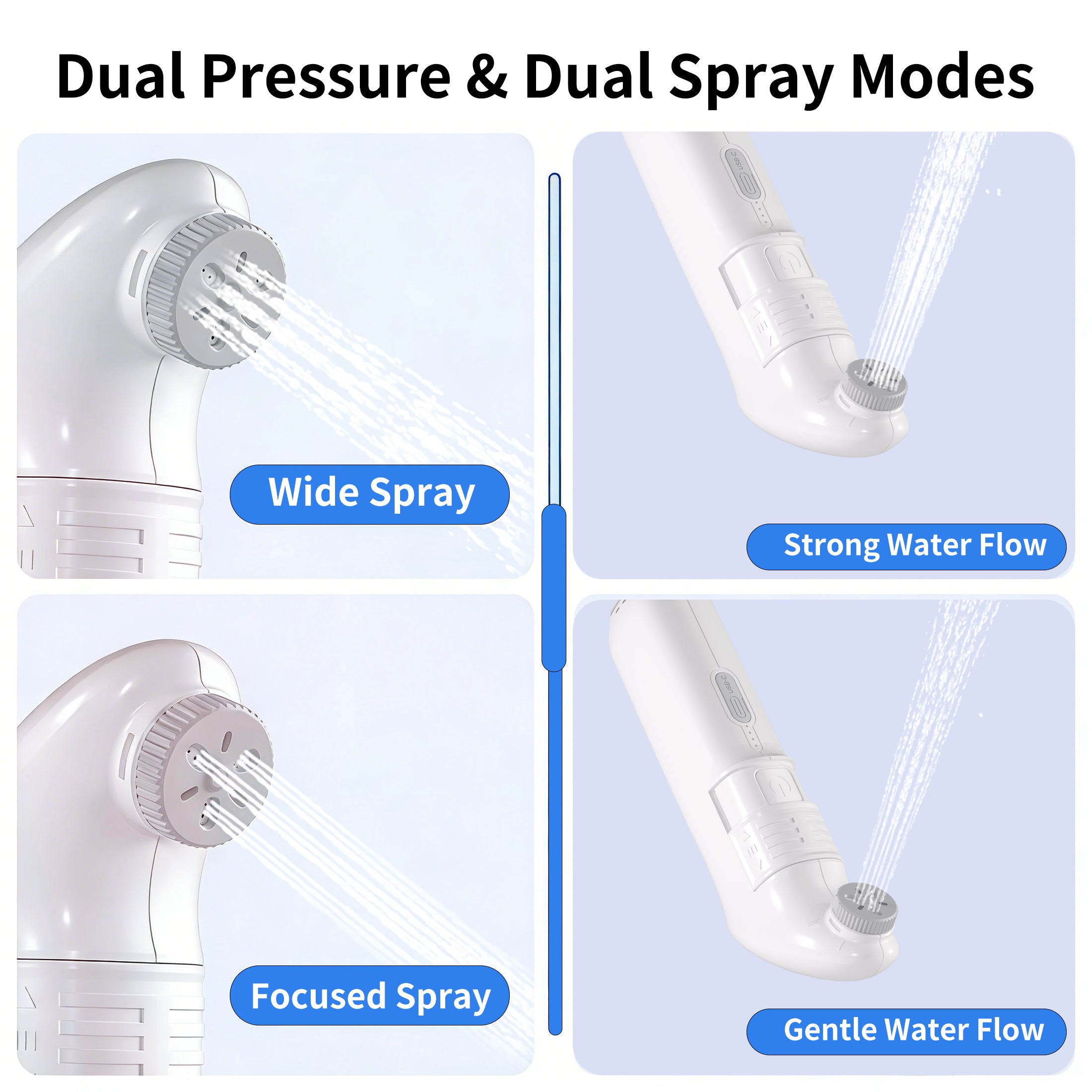 Electric Travel Bidet 4 Sprayer Modes Portable Handheld Bidet Built-in Rechargeable 1600mAh Battery JP94-PB-239B