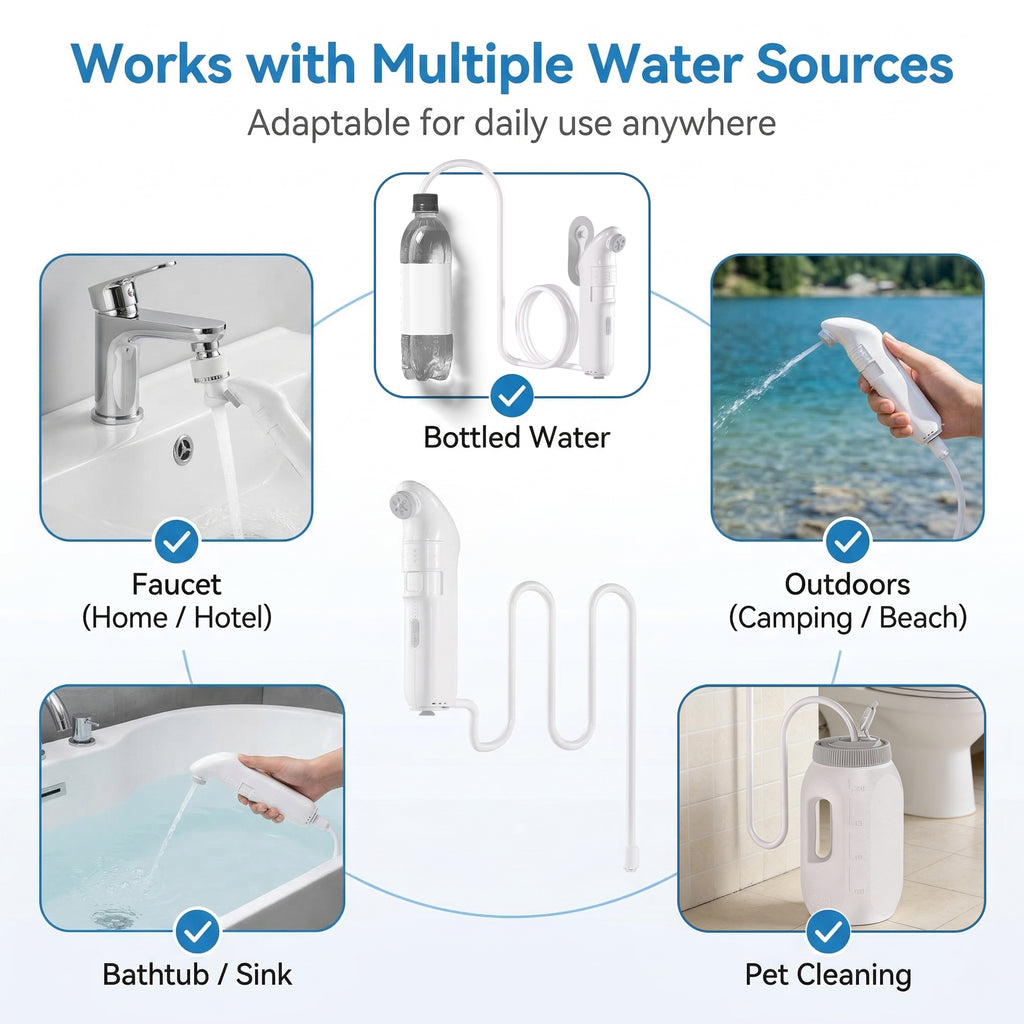 Electric Travel Bidet 4 Sprayer Modes Portable Handheld Bidet Built-in Rechargeable 1600mAh Battery JP94-PB-239B