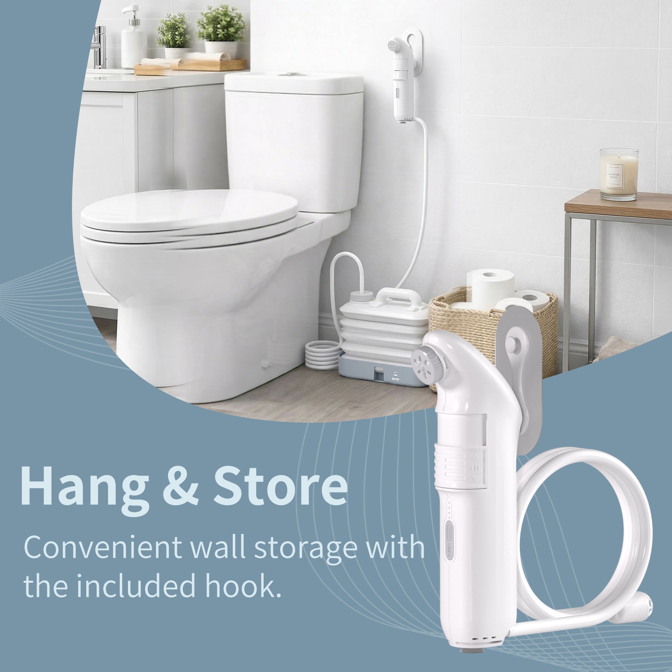 Electric Travel Bidet 4 Sprayer Modes Portable Handheld Bidet Built-in Rechargeable 1600mAh Battery JP94-PB-239B