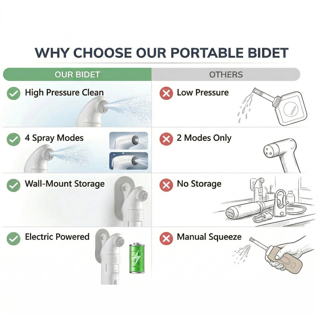 Portable Electric Bidet Included 10L Water Bucket 4 Sprayer Modes Personal Shattaf Built-in 1600mAh Rechargeable Battery JP