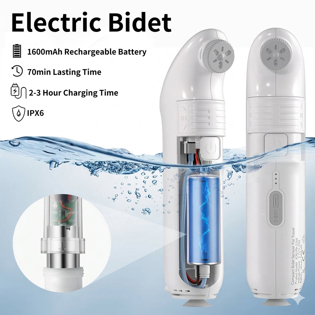 Portable Electric Bidet Included 10L Water Bucket 4 Sprayer Modes Personal Shattaf Built-in 1600mAh Rechargeable Battery JP