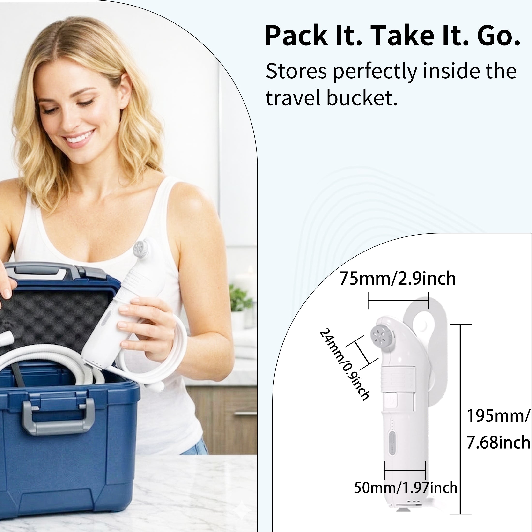 Electric Travel Bidet 4 Sprayer Modes Portable Handheld Bidet Built-in Rechargeable 1600mAh Battery JP94-PB-239B